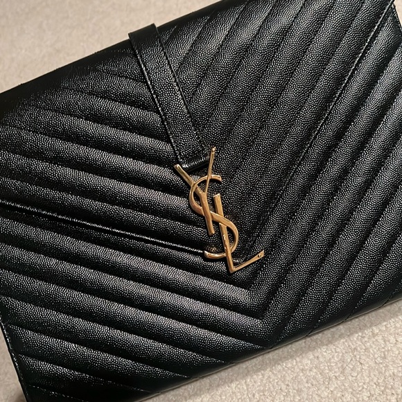 Large YSL pebbled leather black 2 way bag - Picture 1 of 11